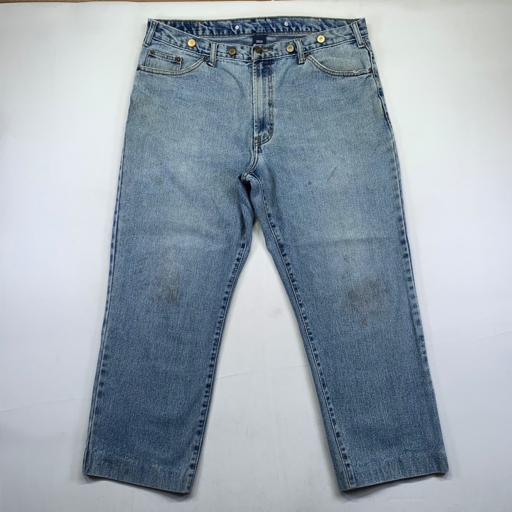 FULL BLUE Mens Jeans 37x26 Light Wash‎ Denim Distressed Workwear Grunge